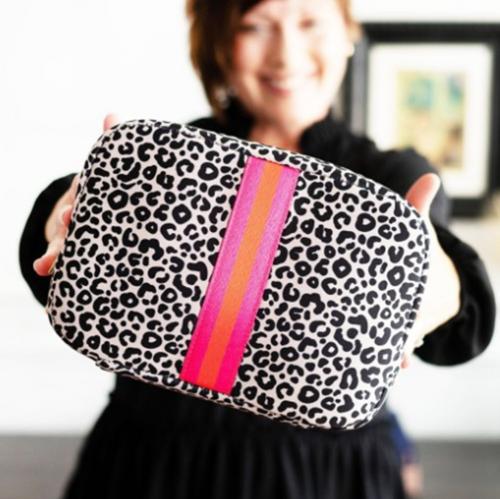 Orange Hot Pink Leopard Neoprene Cosmetic Bag Orange Hot Pink Leopard Neoprene Cosmetic Bag Luggage & Bags > Toiletry Bags