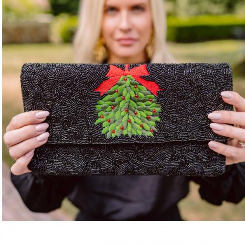 Lisi Lerch Black Mistletoe Beaded Clutch Lisi Lerch Black Mistletoe Beaded Clutch Apparel & Accessories > Handbags > Clutches & Special Occasion Bags
