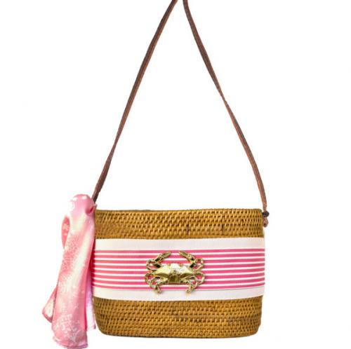 Lisi Lerch Charlotte Small Light Pink Striped Band  Apparel & Accessories > Handbags > Clutches & Special Occasion Bags
