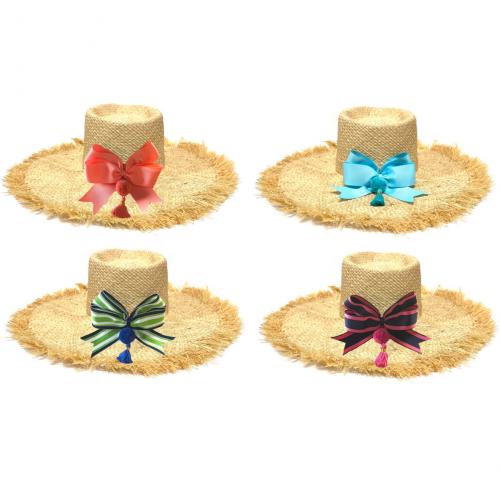 Lisi Lerch Piper Straw Hat with Pom Pom Bow  Apparel & Accessories > Clothing Accessories > Hats > Sun Hats