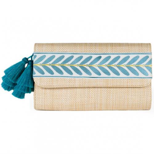Lisi Lerch Avery Straw Leaf Band Clutch  Apparel & Accessories > Handbags > Clutches & Special Occasion Bags