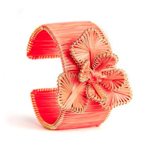 Lisi Lerch Kaia Raffia Flower Cuff Orange Lisi Lerch Kaia Raffia Flower Cuff Orange Apparel & Accessories > Jewelry > Bracelets