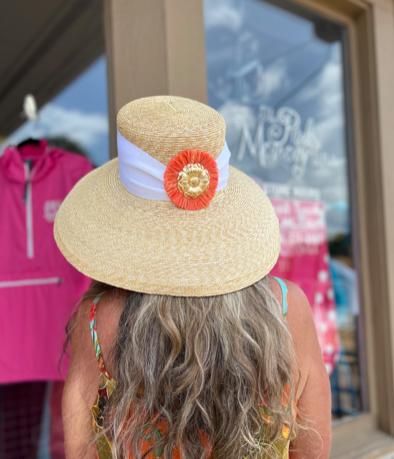 Lauren Wide Brim Hat with Rafia and Motif  Apparel & Accessories > Clothing Accessories > Hats > Sun Hats