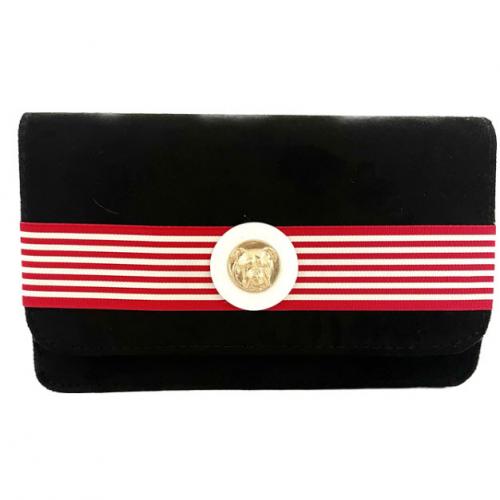 Lisi Lerch Ruby Suede Black Clutch Red Stripe Bulldog Lisi Lerch Ruby Suede Black Clutch Red Stripe Bulldog Apparel & Accessories > Handbags > Clutches & Special Occasion Bags