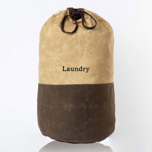 Monogrammed Bone Waxed Canvas Laundry Duffel   Luggage & Bags > Duffel Bags