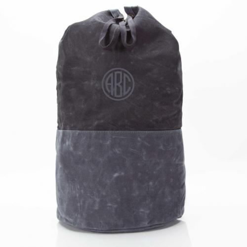 Monogrammed Black Waxed Canvas Laundry Duffel  Luggage & Bags > Duffel Bags