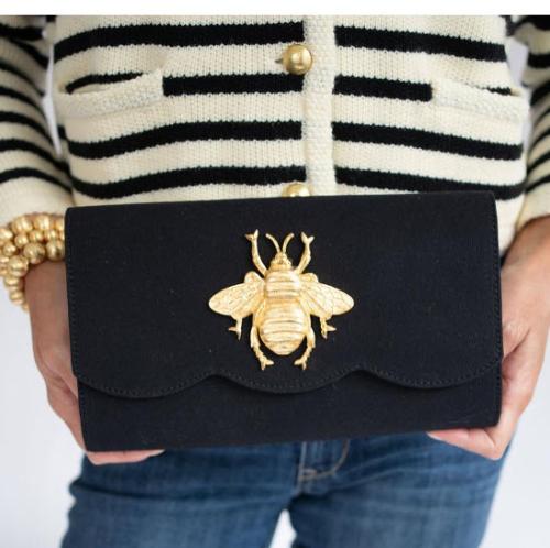 Lisi Lerch Avery Scalloped Black Clutch  Apparel & Accessories > Handbags > Clutches & Special Occasion Bags