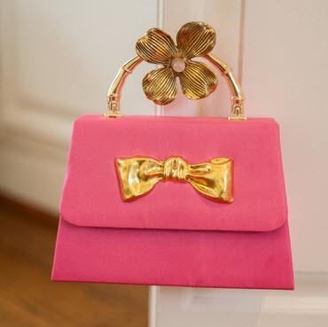 Lisi Lerch Pink Lulu Bamboo Handle Bag with Charms   Apparel & Accessories > Handbags > Clutches & Special Occasion Bags