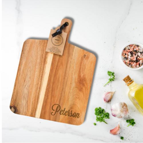 Personalized Acacia Cheese Board with Handle Personalized Acacia Cheese Board with Handle Home & Garden > Kitchen & Dining > Kitchen Tools & Utensils > Cutting Boards