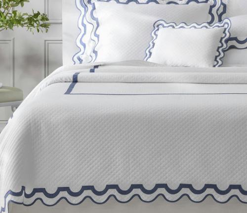 Matouk Mirasol Matelasse Full Queen Coverlet with 12" Monogram  Home & Garden > Linens & Bedding > Bedding > Comforters & Comforter Sets