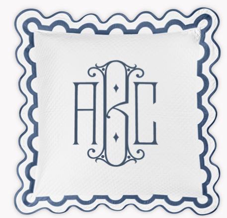 Matouk Mirasol Matelasse Euro Sham with 10" center Monogram  Home & Garden > Linens & Bedding > Bedding > Pillowcases & Shams