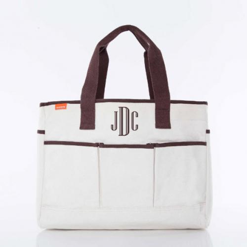 Monogrammed Canvas Utility Tote Natural  Apparel & Accessories > Handbags > Tote Handbags