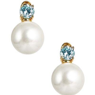 Lisi Lerch Carolyn Seaside Blue Big Stone and Pearl Stud Earring  Apparel & Accessories > Jewelry > Earrings
