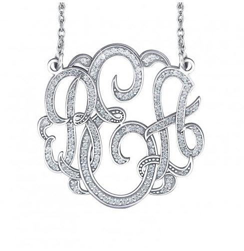 Monograms and Diamonds Solid Gold Necklace 30 mm  Apparel & Accessories > Jewelry > Necklaces