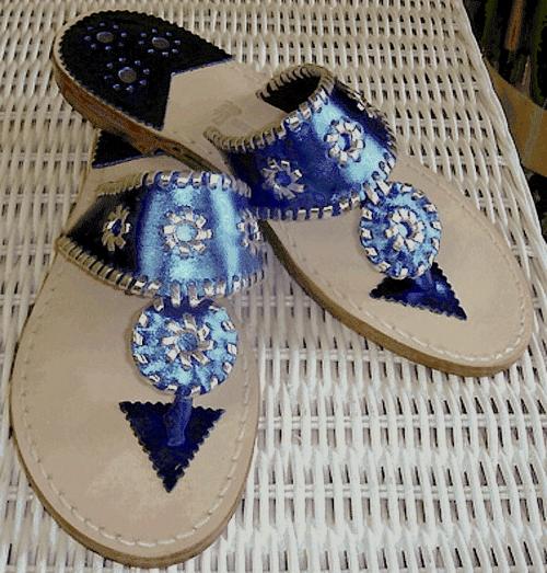 Blue and Silver Metallic  Blue and Silver Metallic  Apparel & Accessories > Shoes > Sandals > Thongs & Flip-Flops
