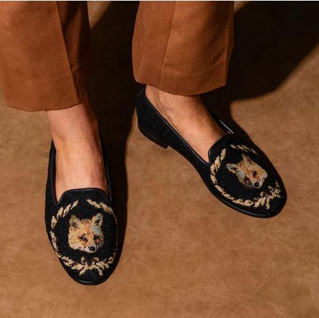 By Paige Ladies Fox and Wreath Needlepoint Loafers  Apparel & Accessories > Shoes > Loafers