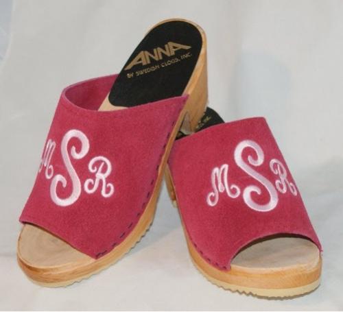  Monogrammed Peep Toe Clog Sandals  Apparel & Accessories > Shoes > Sandals > Slide Sandals
