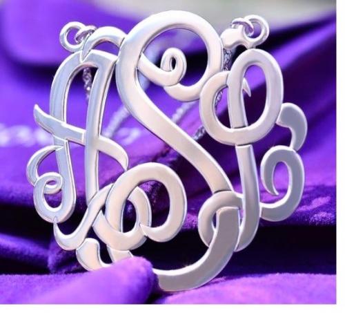Monogrammed Three Letter Script Necklace   Apparel & Accessories > Jewelry > Necklaces