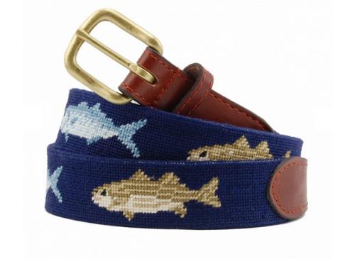 Smathers and Branson Bluefish and Striper Needlepoint Belt - Monogram Option  Apparel & Accessories > Clothing Accessories > Belts