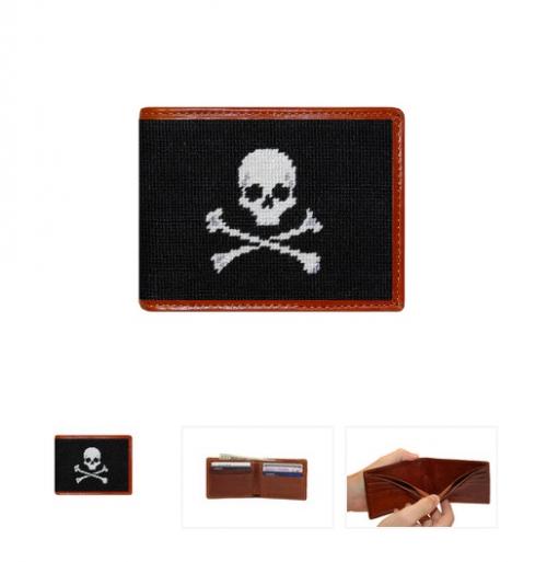 Skull and Bone Wallet Black By Smathers and Branson  Apparel & Accessories > Handbags, Wallets & Cases