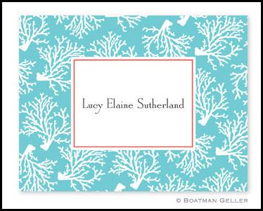 Boatman Geller Coral Teal Personalized Notes  Office Supplies > General Supplies > Paper Products > Stationery