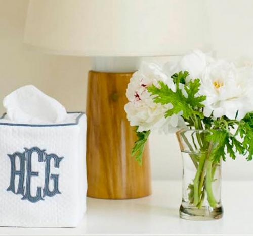 Walker Valentine Monogrammed Tissue Box Cover  Home & Garden > Bathroom Accessories > Facial Tissue Holders