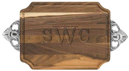 Personalized 9x12" Scalloped Walnut Cutting Board with Scalloped Handles  Home & Garden > Kitchen & Dining > Kitchen Tools & Utensils > Cutting Boards