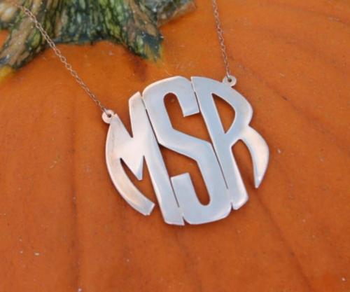 Monogrammed Block Style Pendant On Split Chain  Apparel & Accessories > Jewelry > Necklaces