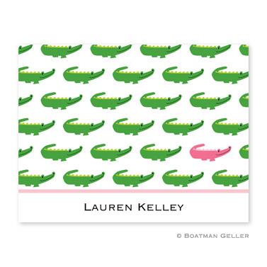 Boatman Geller Personalized Alligator Repeat Kelly and Pink  Office Supplies > General Supplies > Paper Products > Stationery