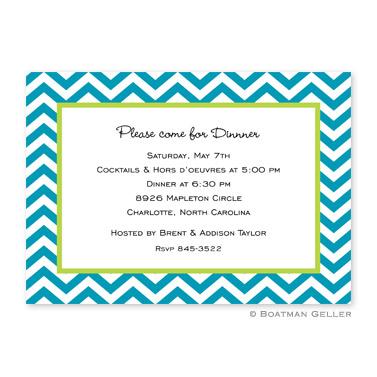 Boatman Geller Personalized Chevron Turquoise Flat Card Invitation  Office Supplies > General Supplies > Paper Products > Stationery