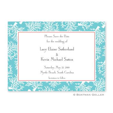Boatman Geller Personalized Coral Repeat Teal Flat Card Invitation  Office Supplies > General Supplies > Paper Products > Stationery