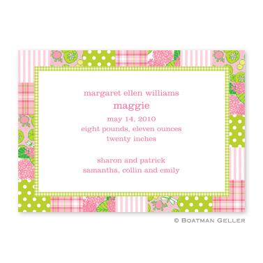 Boatman Geller Personalized Patchwork Pink Flat Card Invitation  Office Supplies > General Supplies > Paper Products > Stationery