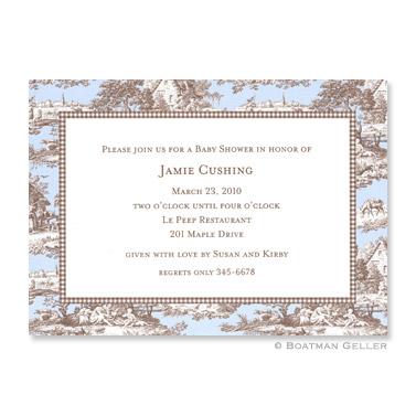 Boatman Geller Personalized Toile Blue & Brown Flat Card Invitation  Office Supplies > General Supplies > Paper Products > Stationery