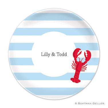 Boatman Geller Personalized Melamine Plate with Lobster Stripe Pattern  Home & Garden > Kitchen & Dining > Tableware > Dinnerware > Plates