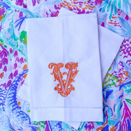 Monogrammed Linen Hand Towels Set of 2  Home & Garden > Linens & Bedding > Towels