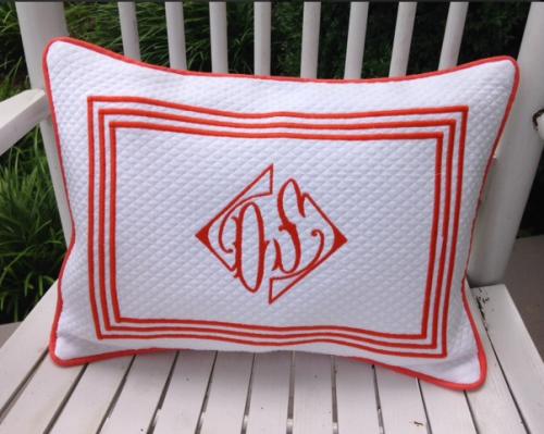 Monogrammed Boudoir Pillow from Jane Wilner Designs  Home & Garden > Linens & Bedding > Bedding > Pillows