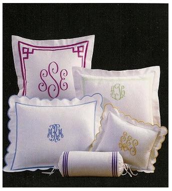 Monogrammed Neckroll Pillow from Jane Wilner Designs  Home & Garden > Linens & Bedding > Bedding > Pillows