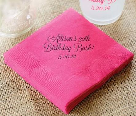 Personalized 3-Ply Solid Beverage Napkins  NULL