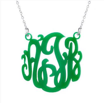 Script Monogram Acrylic Necklace  Apparel & Accessories > Jewelry > Necklaces