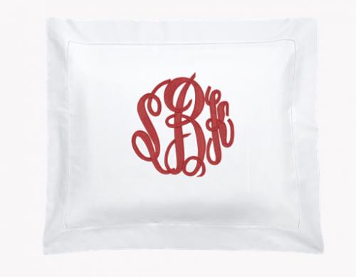 Monogrammed Standard White Linen Pillow Sham  Home & Garden > Linens & Bedding > Bedding