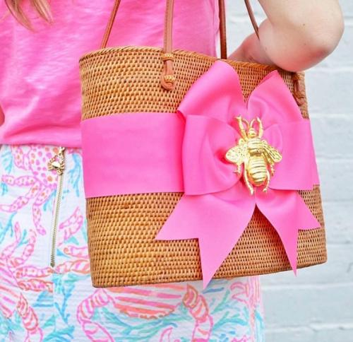 Lisi Lerch Large Charlotte Basket with Choice of Ribbon and Adornment  Apparel & Accessories > Handbags > Tote Handbags