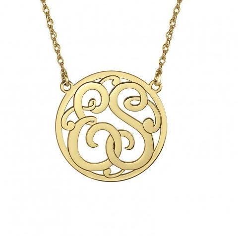 Monogrammed Two Letter Border 1 Inch Pendant Silver and Solid Gold Options  NULL