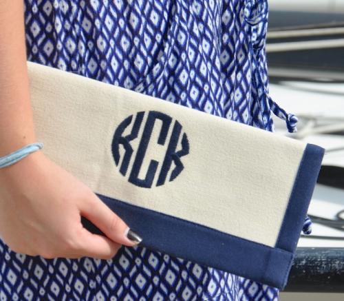  Monogrammed Border Trimmed Clutch Several Colors  Apparel & Accessories > Handbags > Clutches & Special Occasion Bags