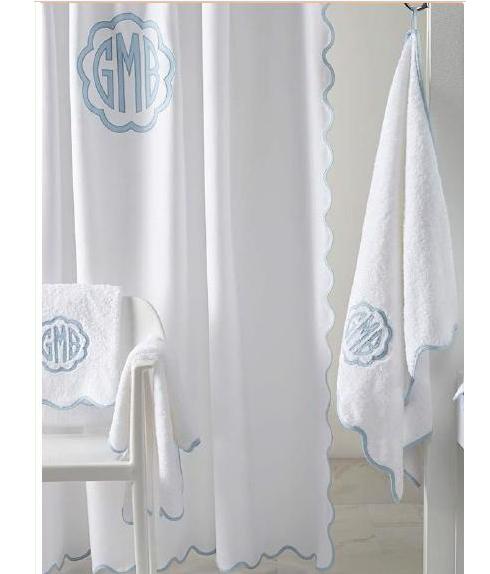 Matouk Monogrammed Le Scallop Shower Curtain  Home & Garden > Bathroom Accessories > Shower Curtains