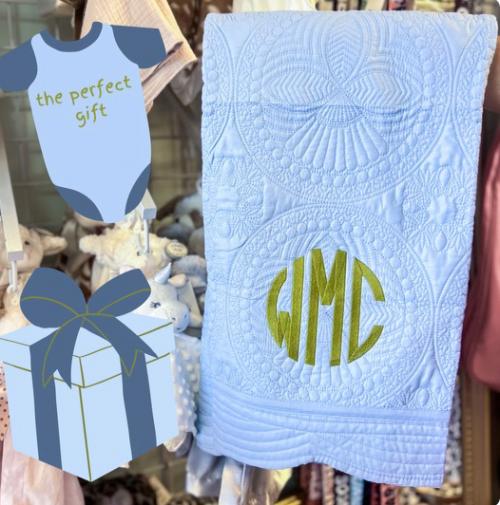 Monogrammed Cotton Baby Crib Quilt  Home & Garden > Linens & Bedding > Bedding > Quilts & Quilt Sets