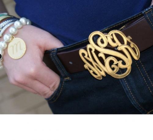 The PInk Monogram Signature Custom Belt Buckle   Apparel & Accessories > Clothing Accessories > Belt Buckles
