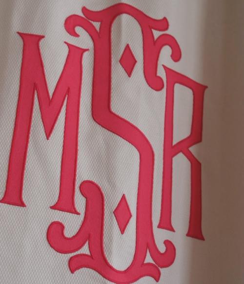 Matouk Monogrammed Diamond Pique Scallop Shower Curtain  Home & Garden > Bathroom Accessories > Shower Curtains