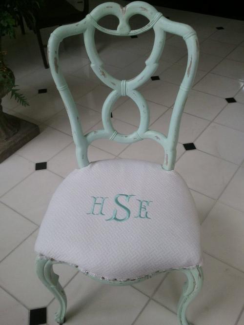 Monogrammed Chair Seat In Tiffany Blue Monogrammed Chair  NULL