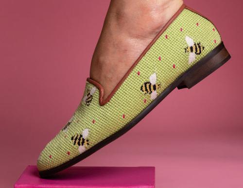 By Paige Ladies Bumblebees on Lime Needlepoint Loafers  Apparel & Accessories > Shoes > Loafers