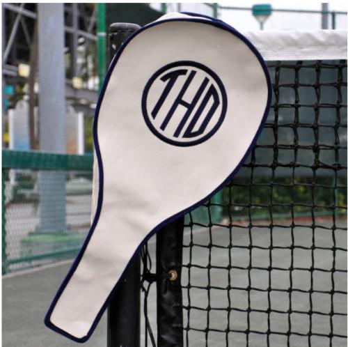  Queen Bea Monogrammed Tennis Racket Cover Navy  Sporting Goods > Racquet Sports > Tennis > Tennis Racket Accessories > Tennis Racket Bags